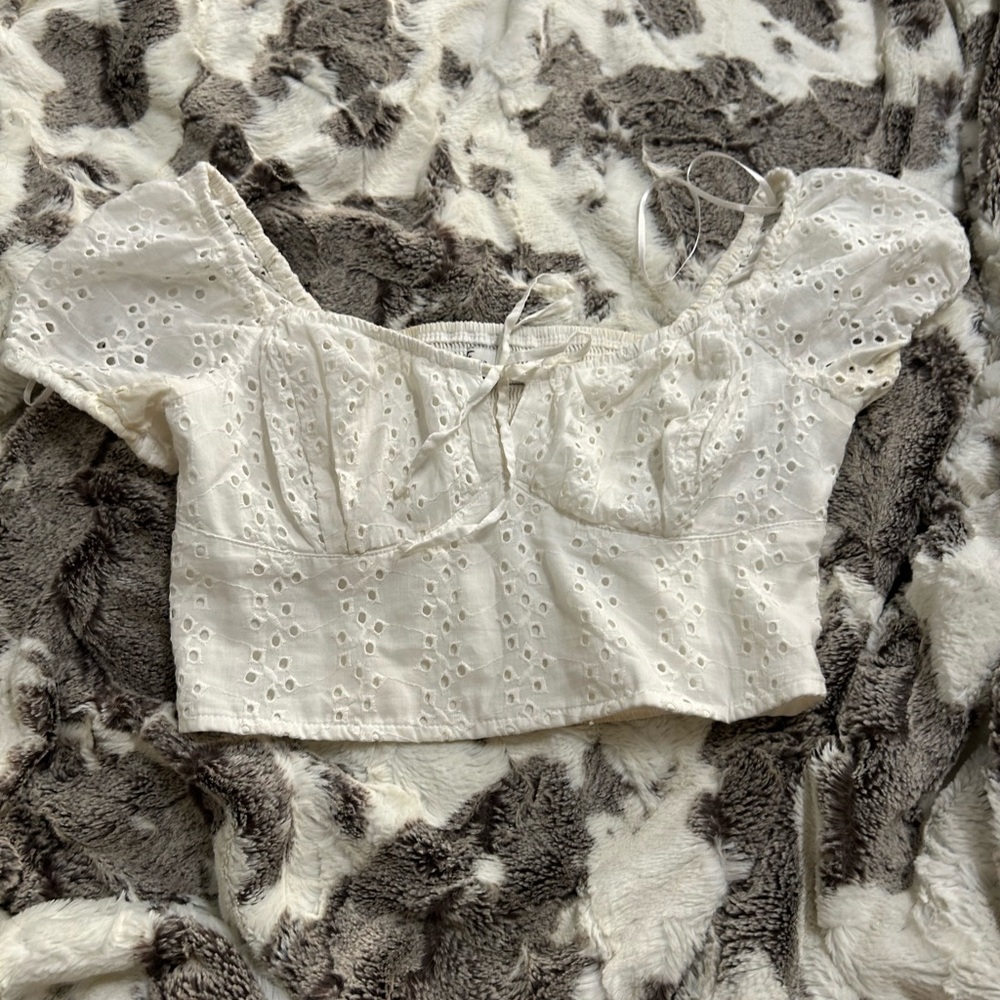 Hollister White Eyelet Blouse